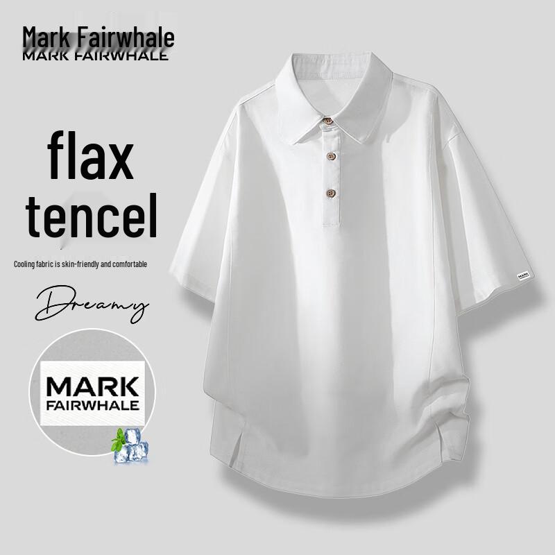 MARK FAIRWHALE Men s Tencel Linen Blend Polo Shirt M