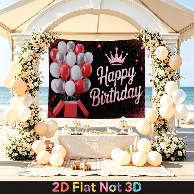 Party Backdrop Birthday Balloon Red White Photo Booth Background Front Door Decor