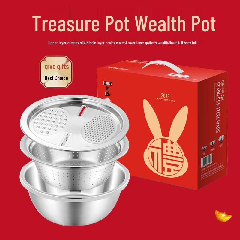 Stainless Steel Rice and Vegetable Washing Basin Set