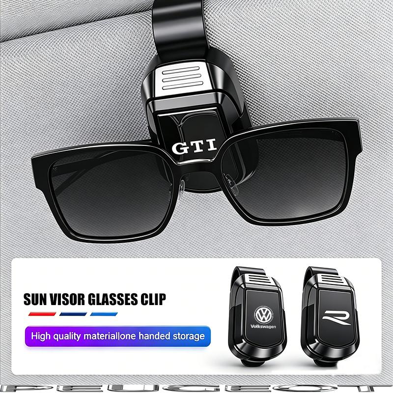 Car Sun Visor Glasses Holder Sunglasses Case Eyeglasses Clip For VW GTI Polo T5 Passat B6 Golf Tiguan Taigo Jetta T-ROC Hub Cap