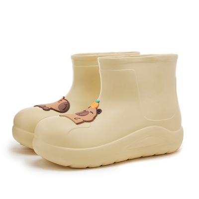 Durable EVA Women Rain Boots Cartoon Capybara Low Boots Anti-slip Wear-resistant Waterproof Gumboots Rain Shoes