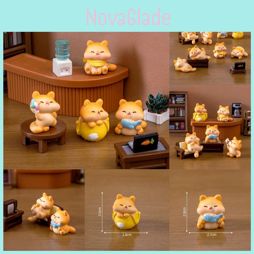 Figurine Adorable Chat Rond en Résine Boîte Aveugle Mignon Dessin Animé Animal Miniature Décor