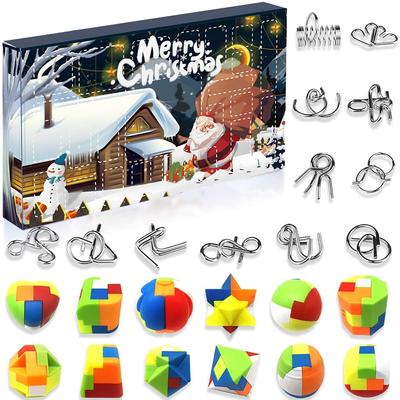24 pçs natal advento calendário caixa de presente 2024 calendário de contagem regressiva de natal com brinquedo teaser cérebro ano novo natal festa favores