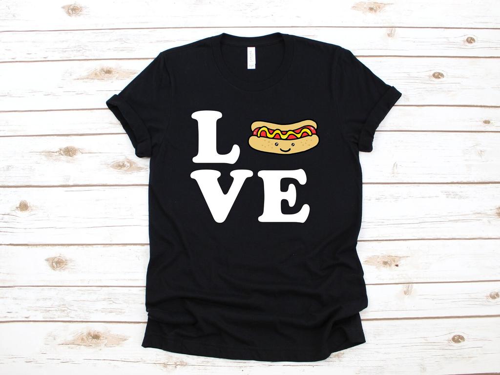 Love Hotdog T-Shirt, Cute Hotdog Shirt, Tank Top, T-shirt,T-shirt, T-shirt