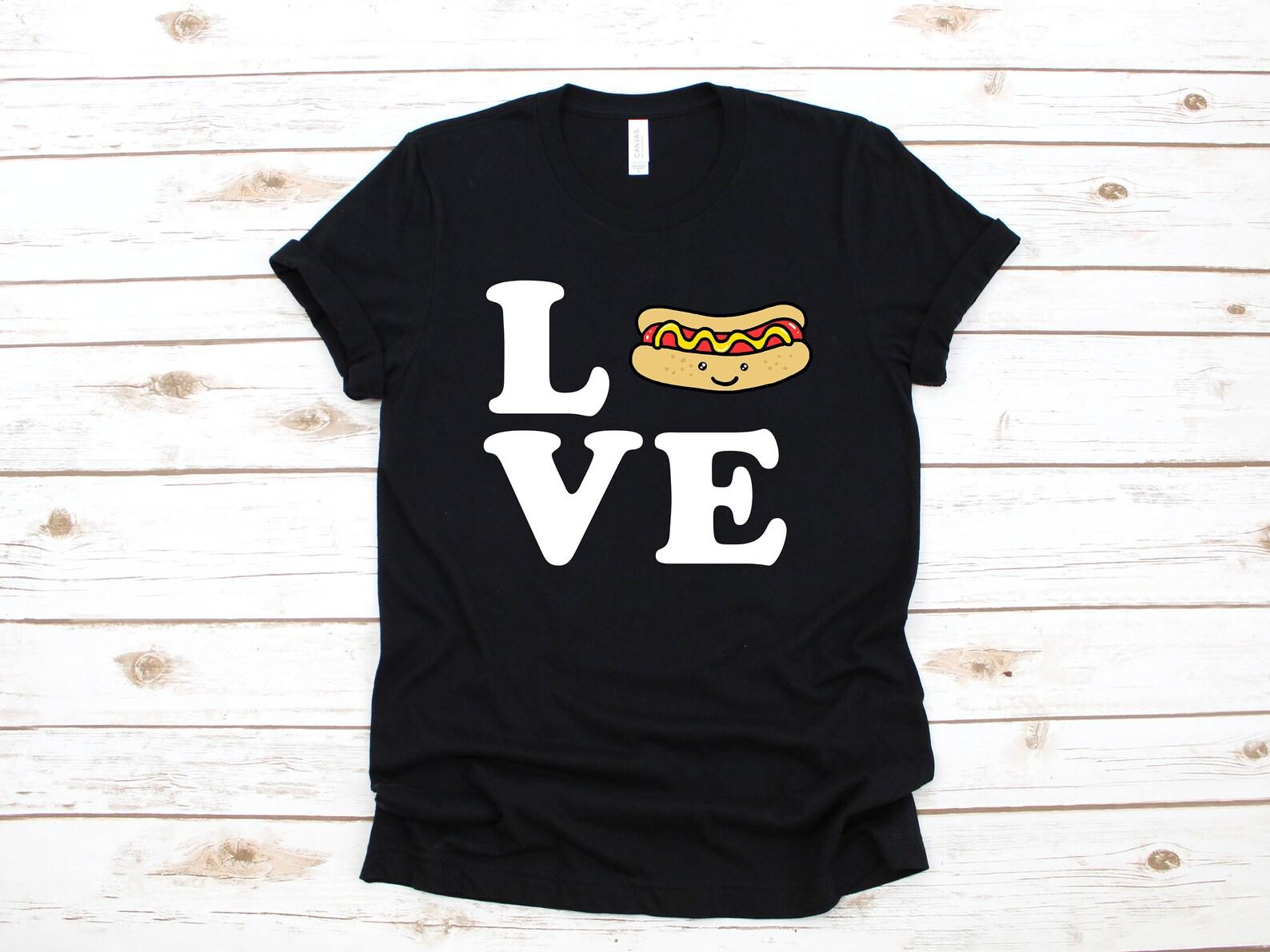 Love Hotdog T-Shirt, Cute Hotdog Shirt, Tank Top, T-shirt,T-shirt, T-shirt L