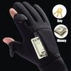 1pair Winter Warm Touch Screen Gloves - Waterproof Windproof 2-Finger Flip Gloves for Cycling, Skiing & Fishing ,Black Gloves