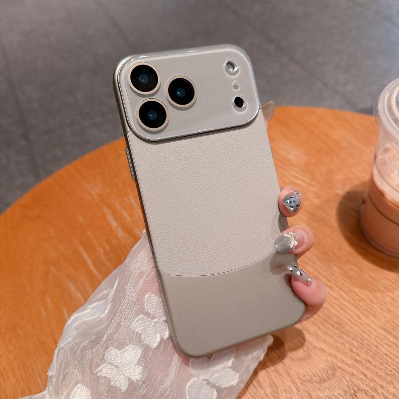 Napa Deri Liçi Desenli İki Tonlu Kılıf iPhone 17 Pro Max 17 Pro Air 16 Plus 15 14 13 12 11 Pro Lens Koruyucu Kapak