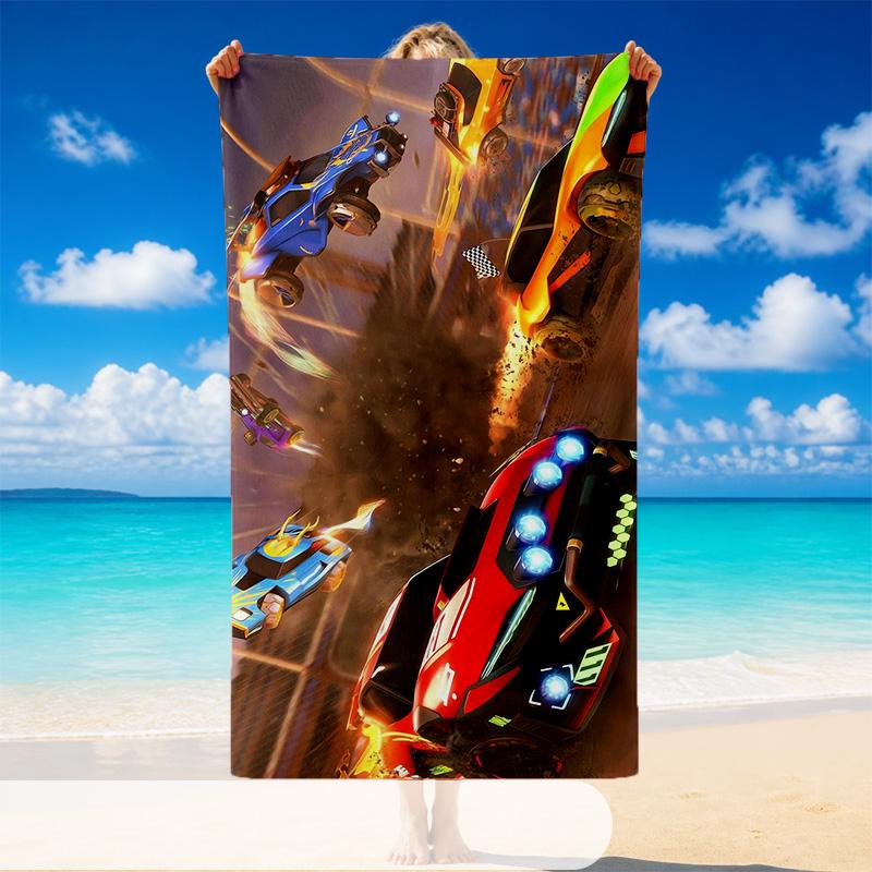 Quick Dry Beach Towel Rocket League Pattern, Lightweight Absorbent Towel for Pool Beach Vacation Use
