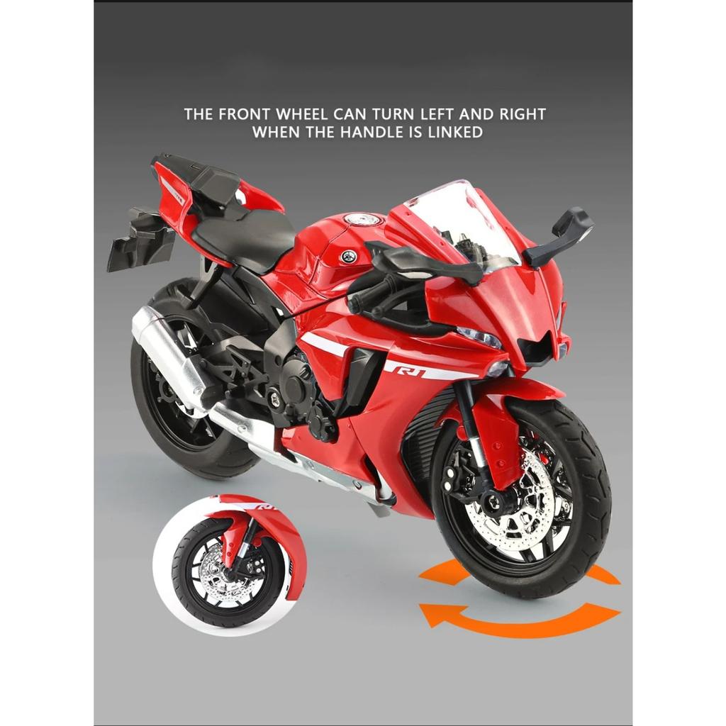 1/12 Scale Yamaha YZFR1 Alloy Die Cast Motorcycle Model Toy Vehicle Collection Sound and Light Off Road Autocycle Boy Toys Car