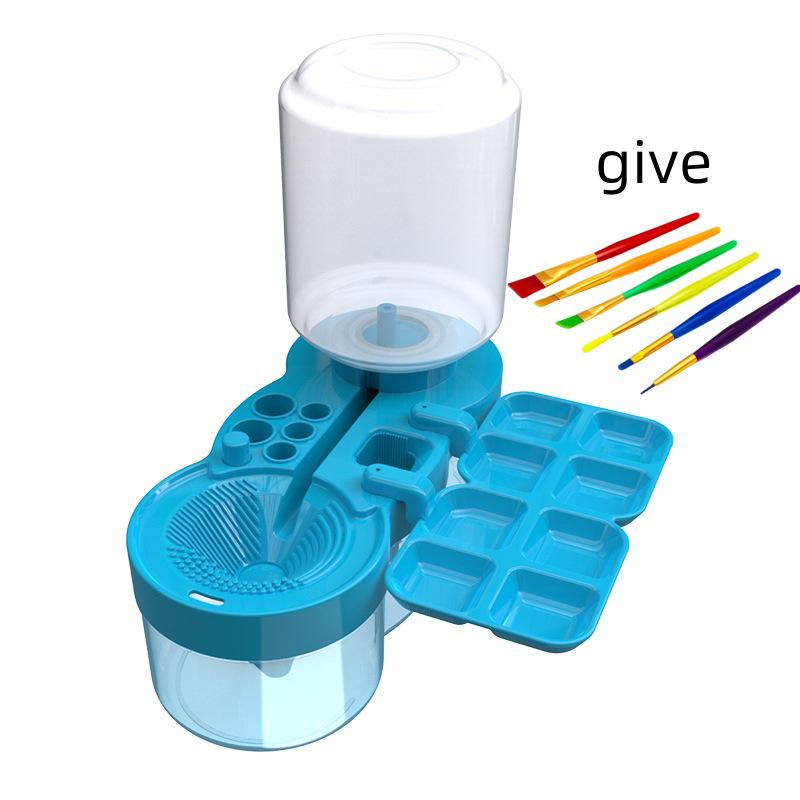 

Blue Model: Calligraphy Brush Cleaner with Brushes, Paints, Holder, Washer, Press to Drain & Auto Water Fill