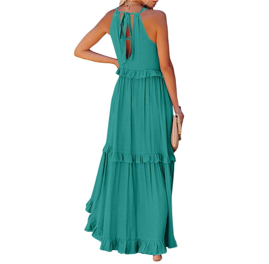 Damen Sommer Langes Kleid Big Swing Strandkleid