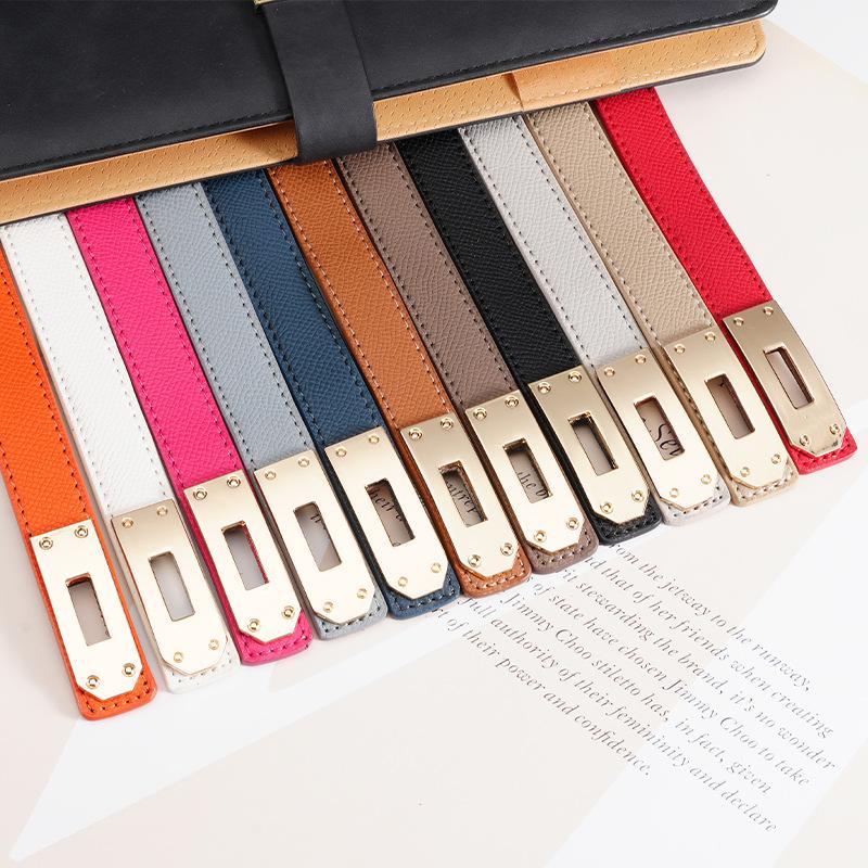 Ladies Belt, Double-Sided Leather High-Quality Waistband Thin Belt With Dress Decoration H Home Double Cowhide Belt Women