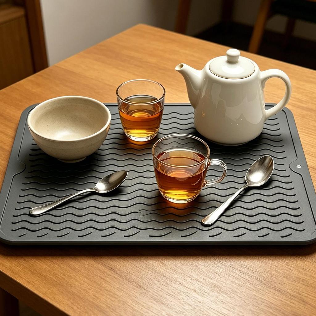 Drying Dish Mat Non Slip Silicone Drying Mat for Kitchen Extra Large Heatproof Countertop Stove Protector Dish Drying Rack