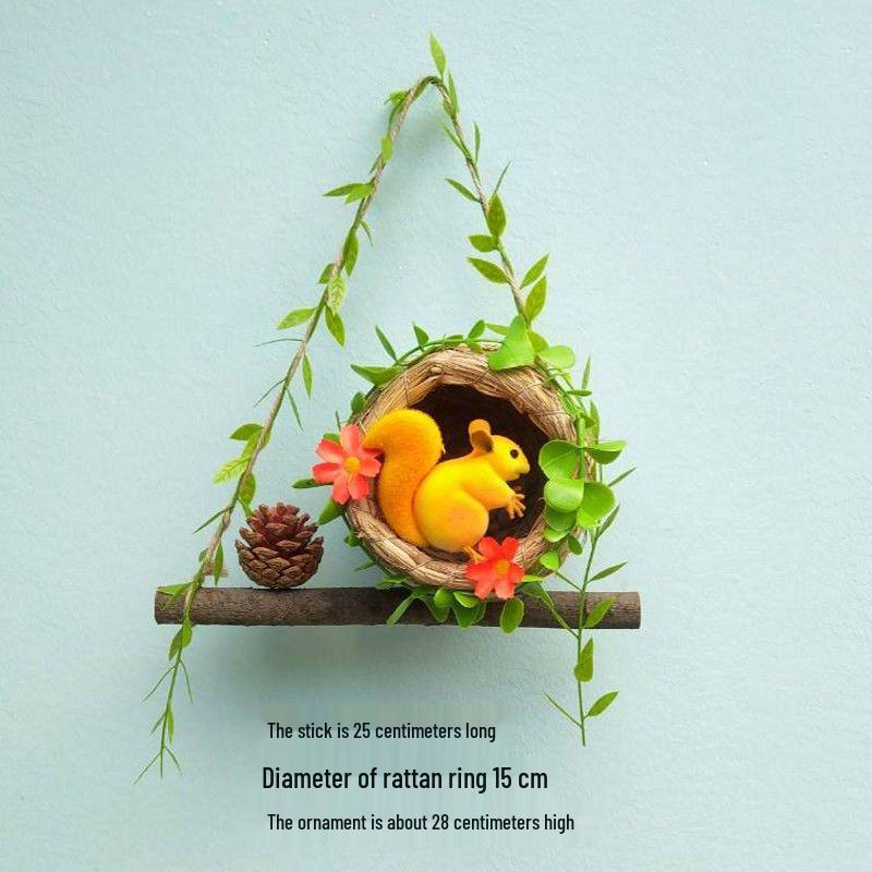 Forest Style Kindergarten Hanging Mobile: Creative Micro-landscape Arrangement with Bird's Nest and Decorative Pendants.