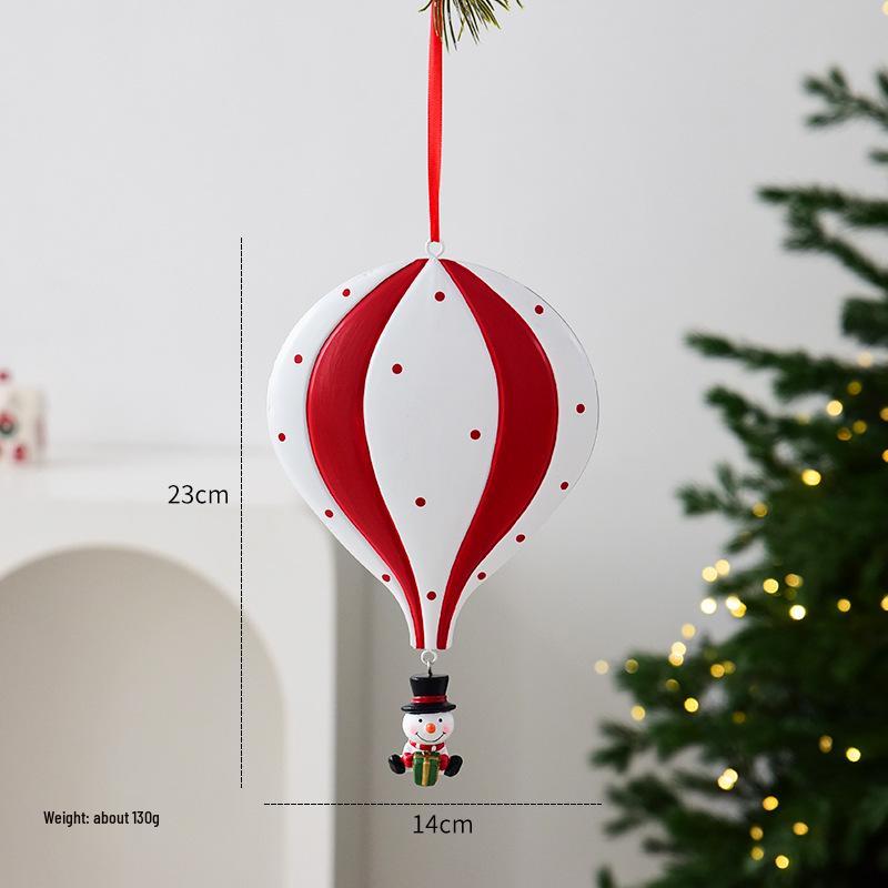 3D Hot Air Balloon Christmas Ornament: Red & Green Hanging Decoration for Holiday Festivities