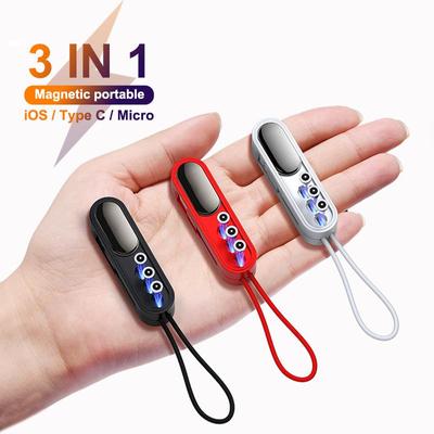 3 In 1 Magnetic USB Cable Type C Fast Charging For iPhone 12 13 Pro Max Xiaomi Micro Cable With Plug Box Storage Keychain Cord