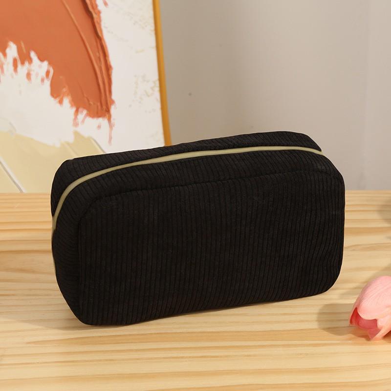 Womens Corduroy Handbag Large Capacity Cosmetic Bag Travel Organizer Daily Use