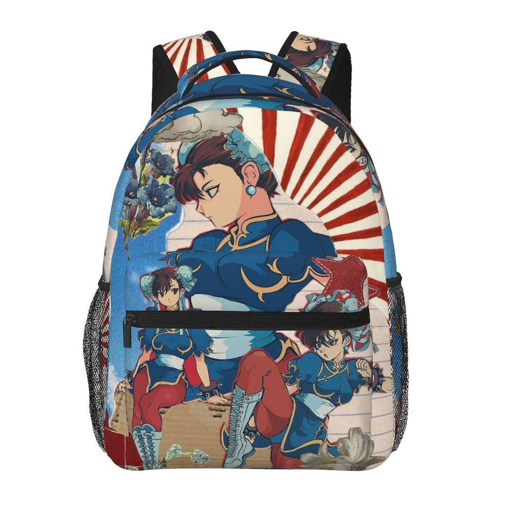 Street Fighter Chun-Li Style Backpacks Boys Girls Bookbag Children School Bags Cartoon Rucksack Shoulder Bag Large Capacity