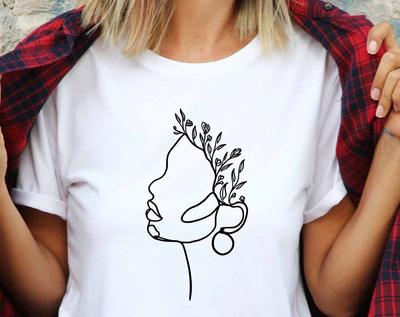 Botanical Woman Line Art Shirt, Female Face Line Art Tee, Naked Woman, Abstract Woman Body, Minimalist Woman, Boho Art, Abstract Design