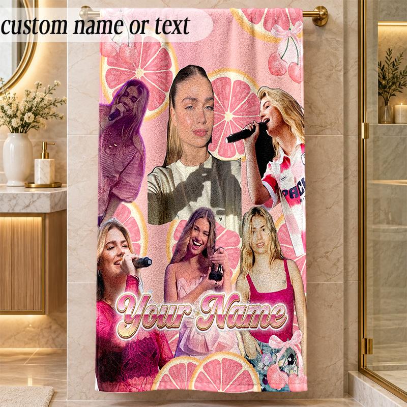 Beach TowelRoxy Dekker Custom Name Text Personalized Soft Towel for Beach Pool Indoor Home Decor Gift