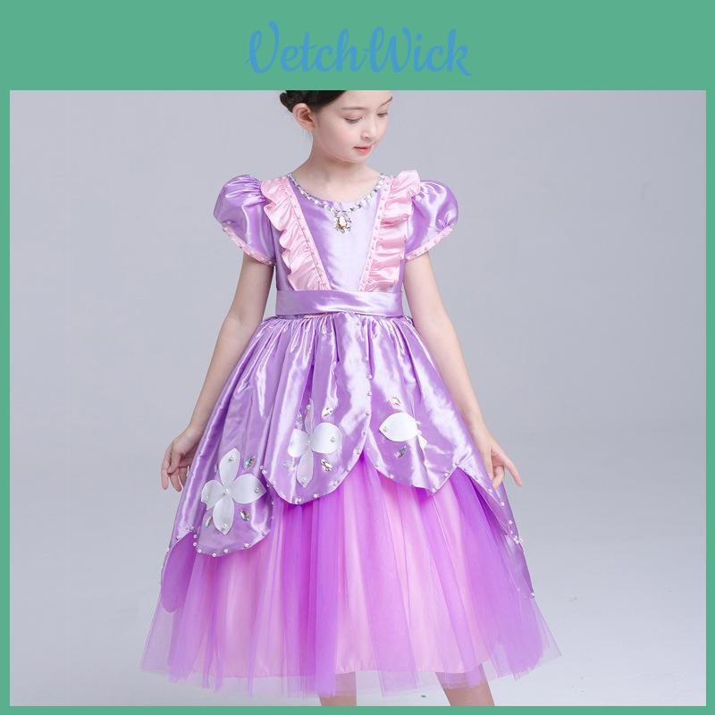 Encantador Vestido Deluxe da Sofia a Primeira Fantasia de Princesa Sofia Vestido Longo em Roxo