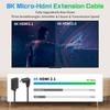 Duttek Right Angle HDMI To Micro HDMI Converter Extremely Thin Angled Micro HDMI Male To HDMI Female Extension Supports 48Gbps 8K Ultra HD Video