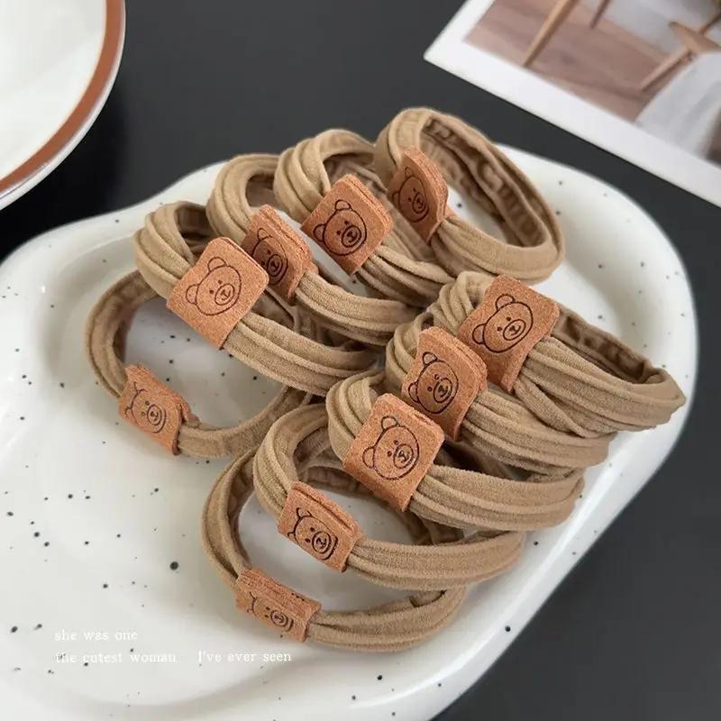 5/10pcs/set Bear Thick Stripe Simple High Elastic Hair Bands For Women Girls Hair Tie Scrunchie Rubber Bands Hair Accessories