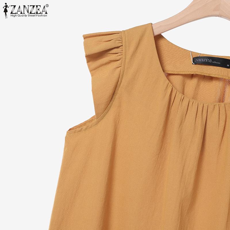 ZANZEA Women Summer Casual Solid Color Loose Sleeveless Tank Tops
