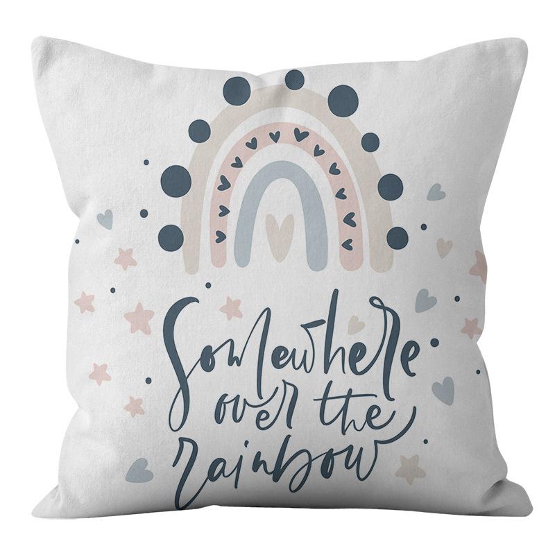 New Small and Fresh Rainbow Printed Pillowcase Home Petal Velvet Pillow Cushion Cover