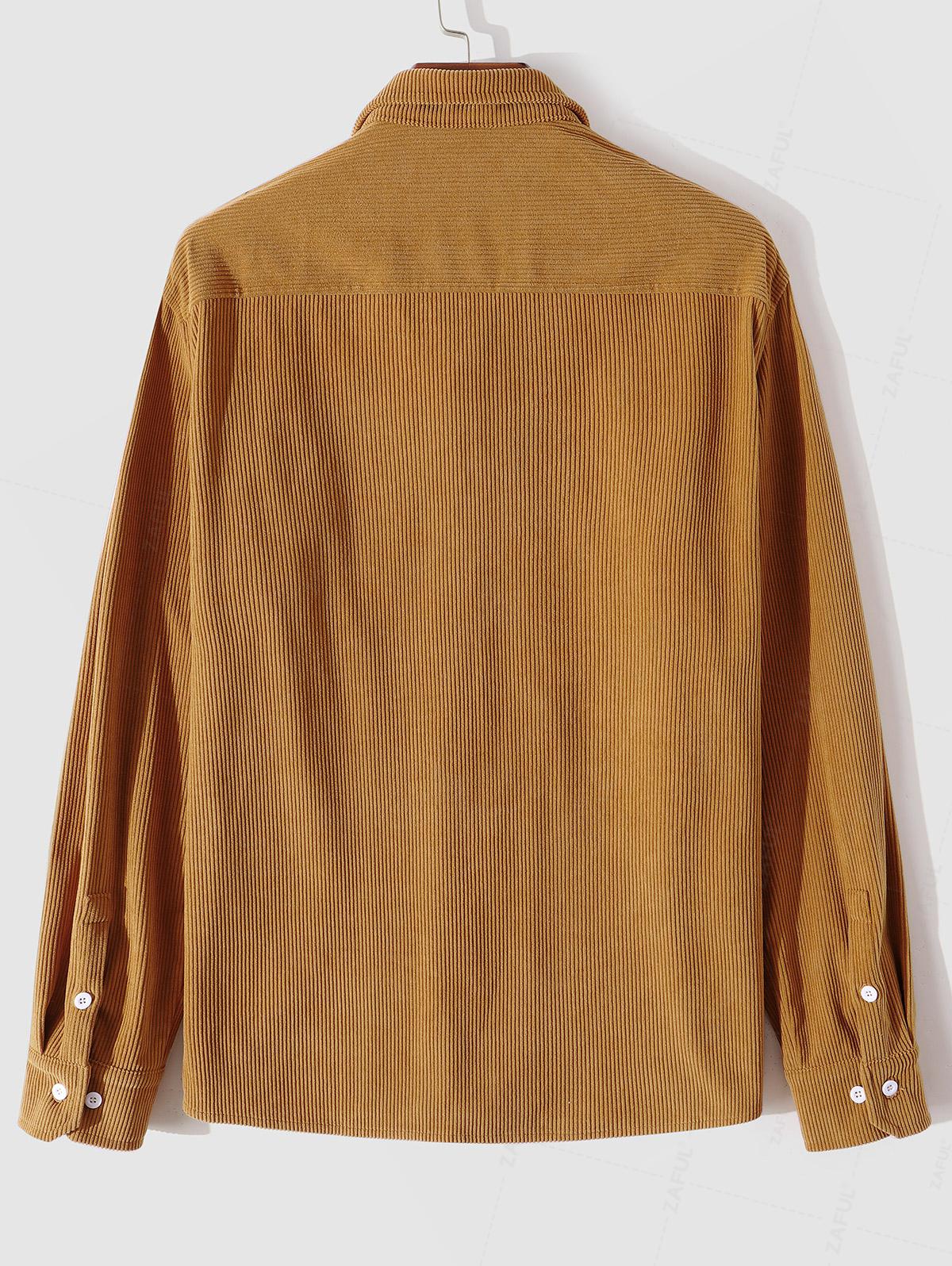 ZAFUL Мужская однотонная вельветовая куртка с передним карманом — фото 2