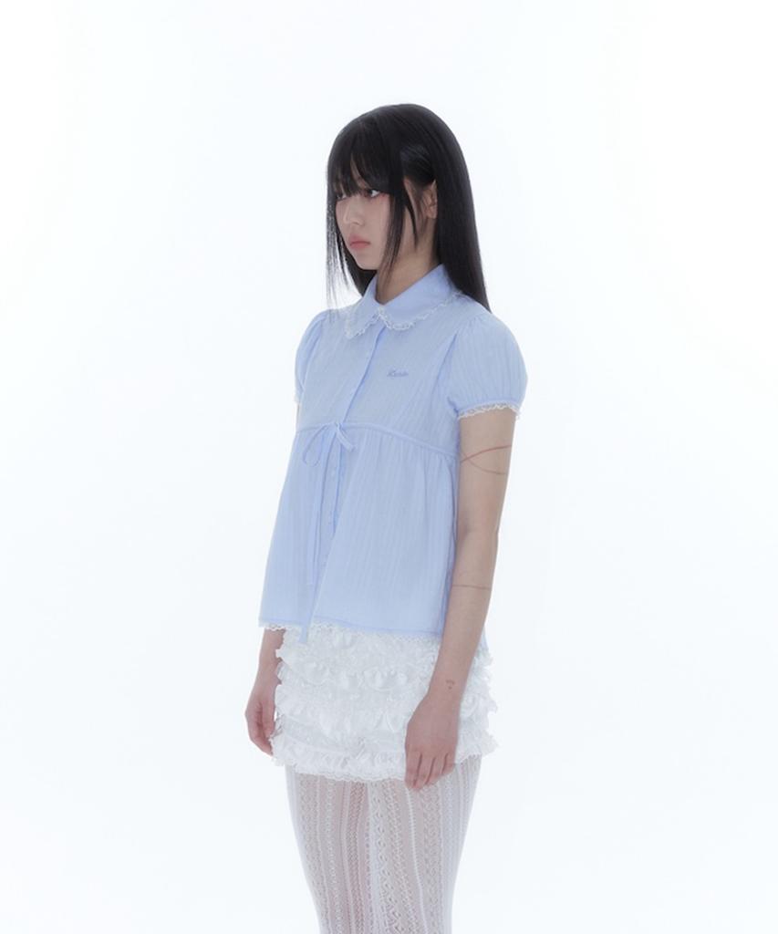 Kasiko Puff Sleeve Lace Shirt Blue