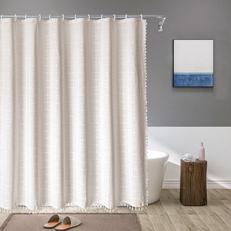 7.5cm Square Tassel Shower Curtain Home Bathroom Square Partition Curtains Waterproof Shower Curtains