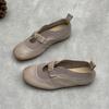 Johnature Handmade Genuine Leather Soft Soled Flats Round Toe Soft Cowhide Women's Slip-on Shoes