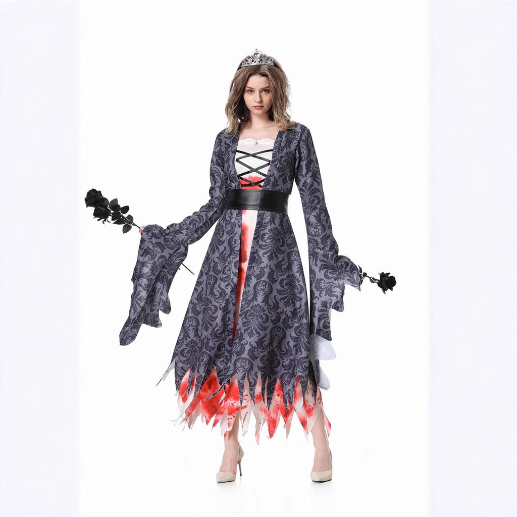 Cosplay Halloween costume masquerade horror skeleton vampire bride zombie bloodstained princess dress woman