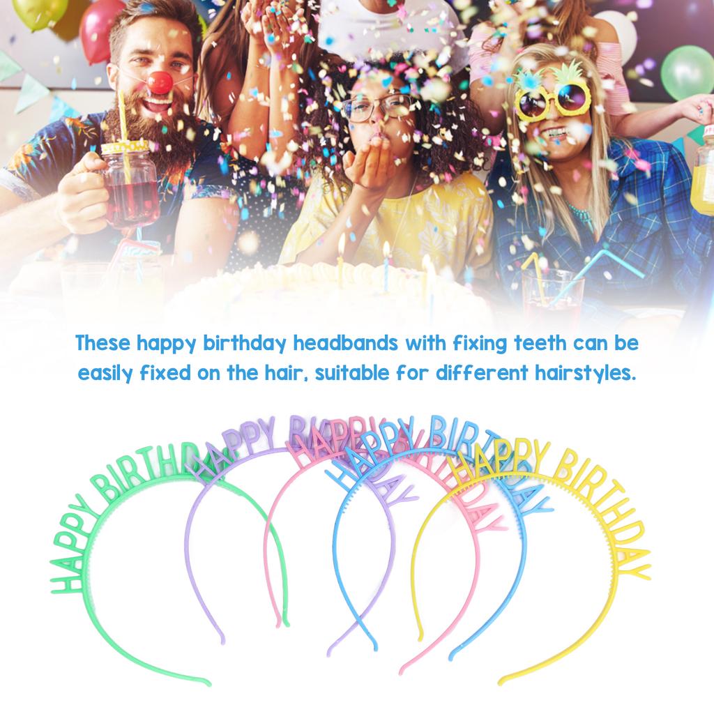 10Pcs Birthday Headband Bright Rich Colors Lightweight Comfortable Exquisite Durable Happy Birthday Headband