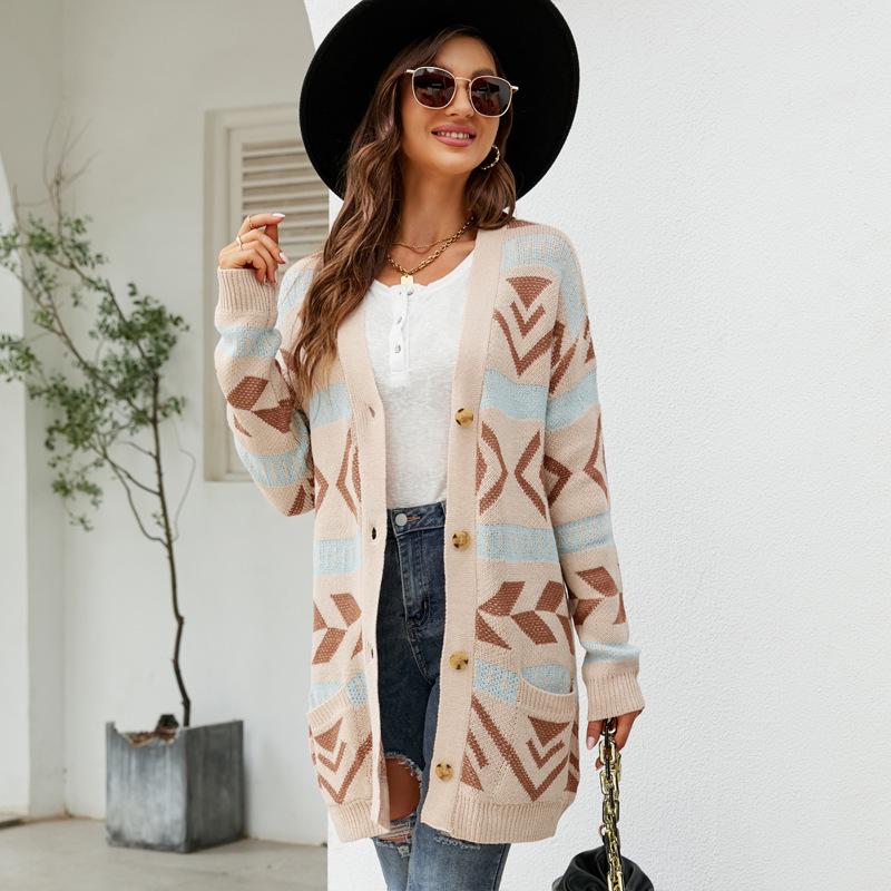 2023 Autumn/Winter Women's Diamond Knit Cardigan and Sweater