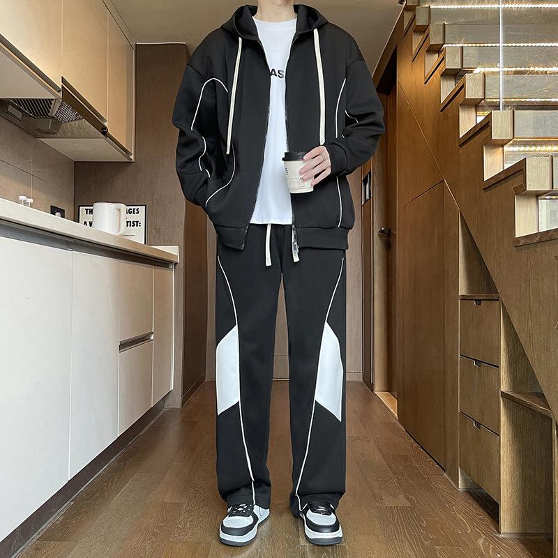 

Casual Set Men Loose Large Size Rascal Handsome Trendy Sweatshirt Pants Sports Leisure Two Piece 3XL