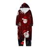 Christmas Print Parent-Child Outfit Hooded Zipper One-Piece Fashionable Home Suit Set