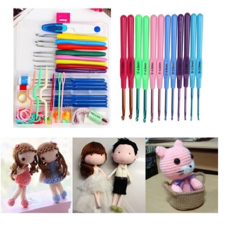 1Set Multicolor Crochet Hooks Knitting Needles Stitches Weave Craft Set Tools with Box