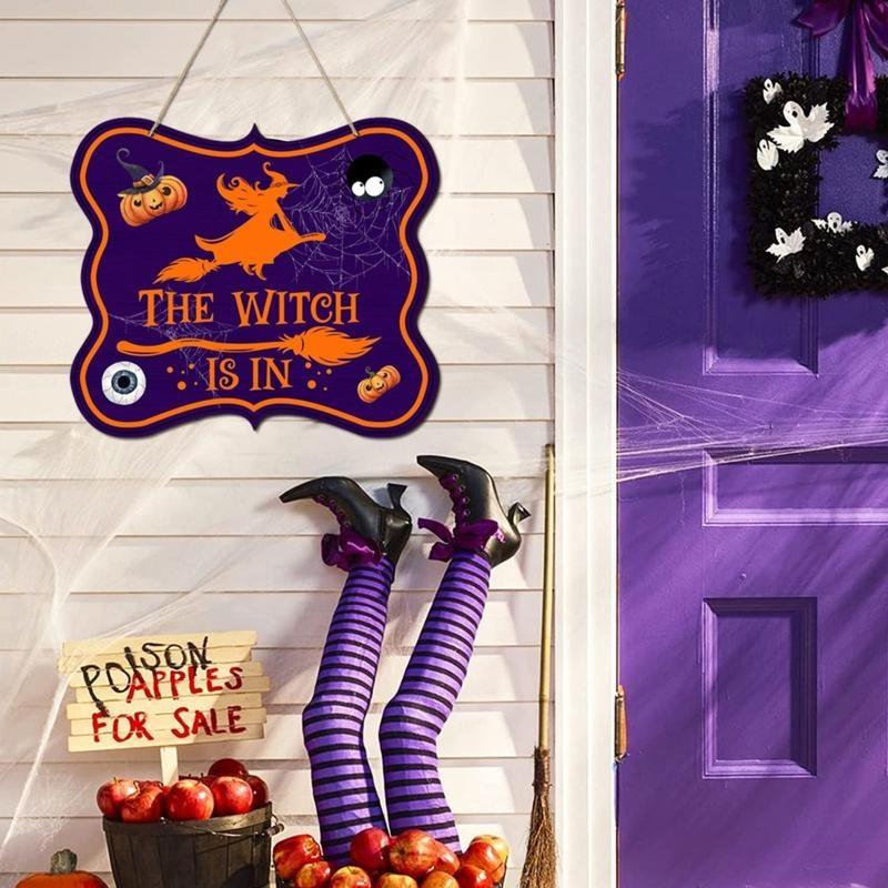 652F Halloween Hanging Ornaments Sign with Rope Hook for Festival Party Door