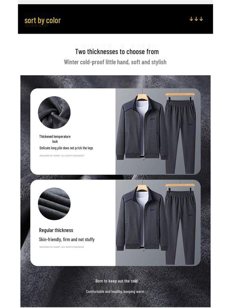 Specht Herren Sport Baumwollset: Lässige Laufjacke für Mittelalte und ältere Menschen für Frühling, Herbst, Winter.