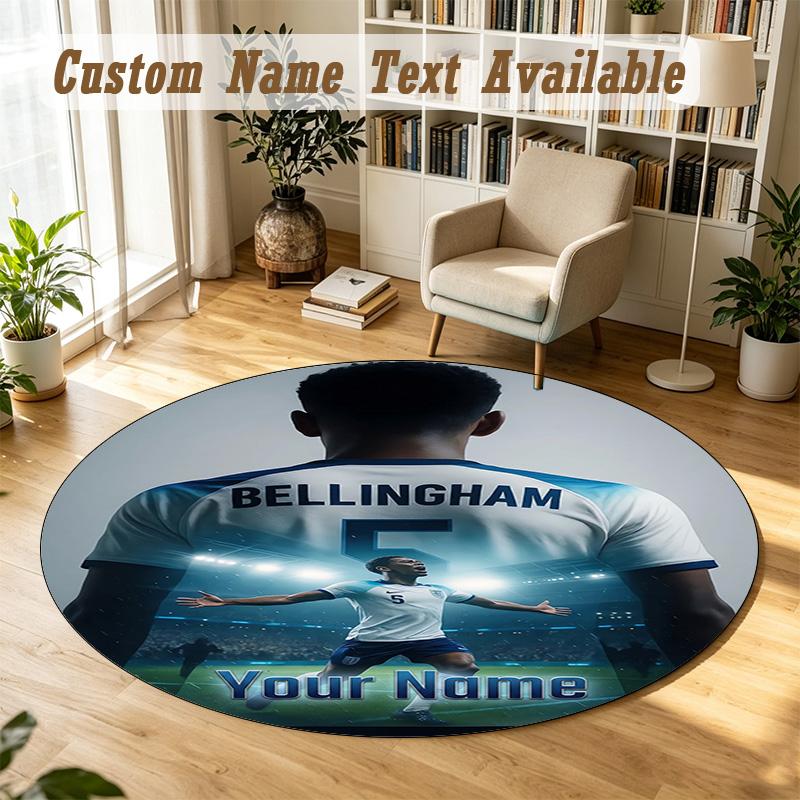 Round Rug Custom NameJude Bellingham Pattern Non Slip Carpet Home Floor Decor