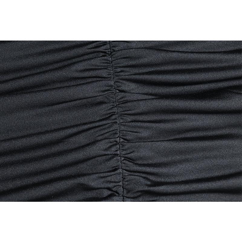 Women's Tight Strap Dress Solid Color Sleeveless Patchwork Mesh Pullover Pleated Backless Street Fishtail Dress