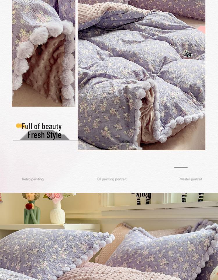 Thickened Bean Velvet Duvet Cover, Double-Sided Milk Velvet, for Autumn/Winter Warmth, Ideal for Student Dormitories