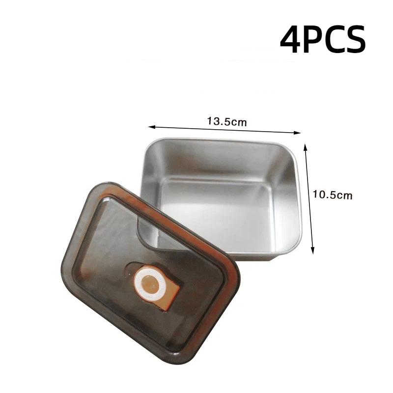 4Pc Stainless Steel Food Storage Containers Set Thickened Leakproof Stackable For Fridge Freezer And Pantry Organization