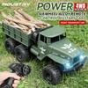 ZWN 1:16 2.4G Aluminum Alloy Six Wheel Military RC Truck with Lights Outdoor Remote Control  Cars Toys Gift for Children.