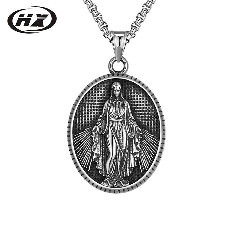 

Titanium Steel Virgin Mary Faith Pendant Necklace for Men and Women
