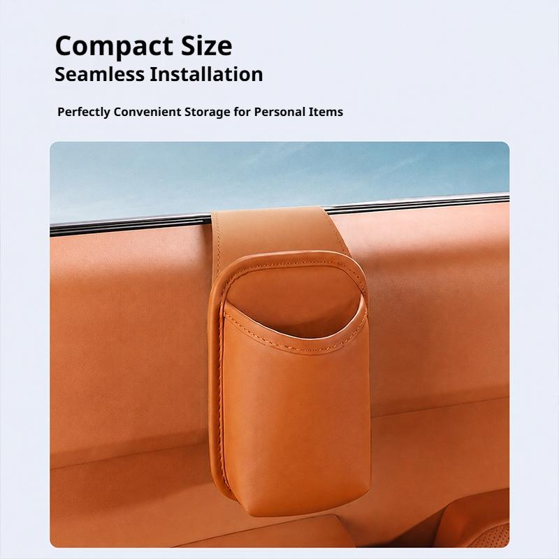 SEAMETAL Car Door Cup Holder Box Drink Rack Storage Bin Car Door Storage Pocket Leather Texture Soft Lining Phone Key Organizer Adhesive Mount