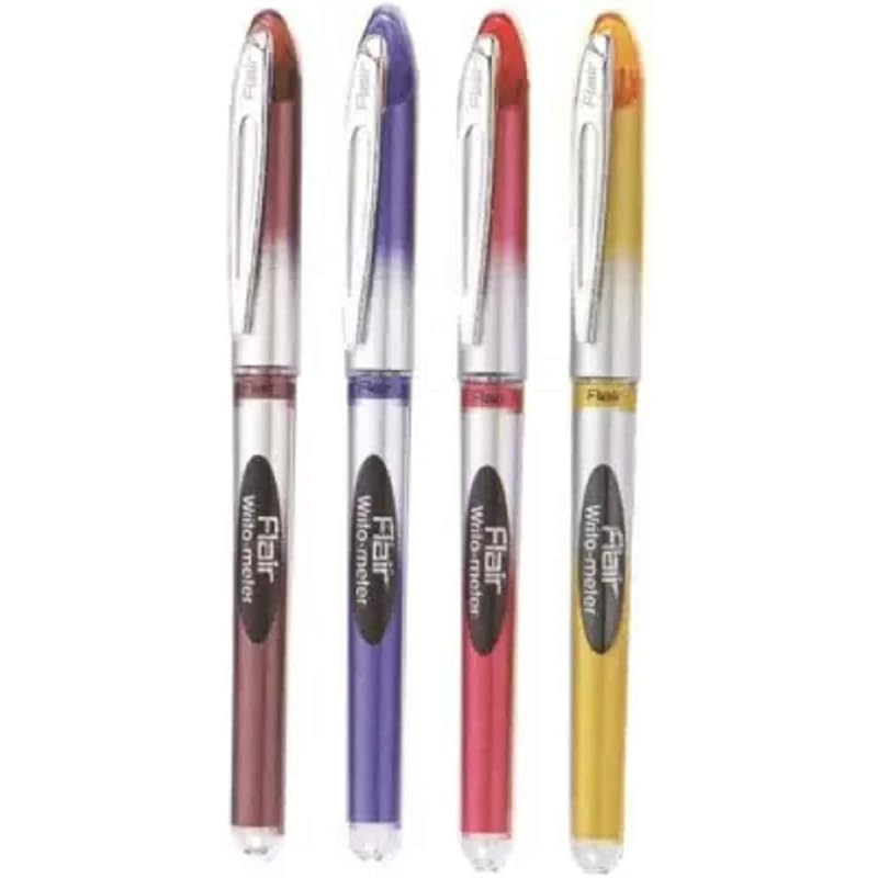 FLAIR Writometer Ball Pen | Stainless Steel Tip | Our Longest Writing Pens | Ensures Smoothness & Durability | Blue Ink,
