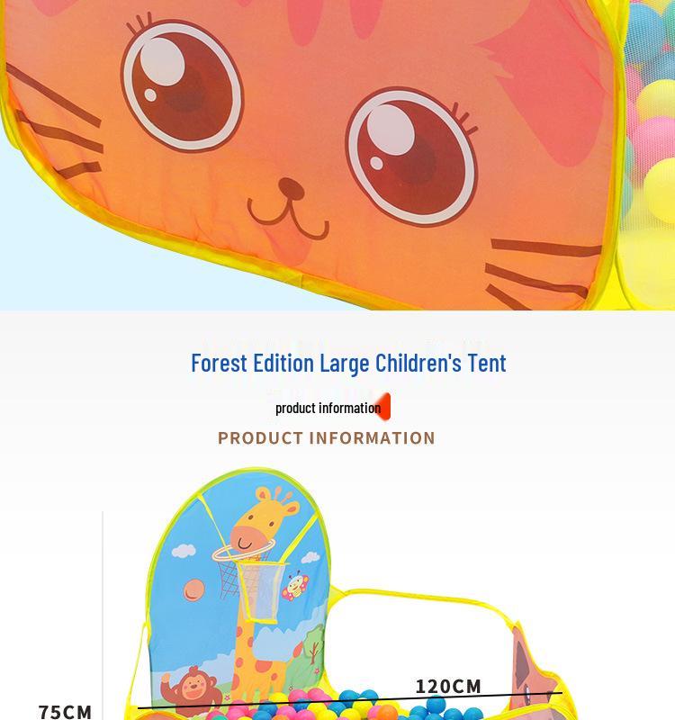 Cort de Joacă Pliabil pentru Copii Interior/Exterior cu Groapă cu Bile Oceanice și Coș de Baschet - Tematică Girafă